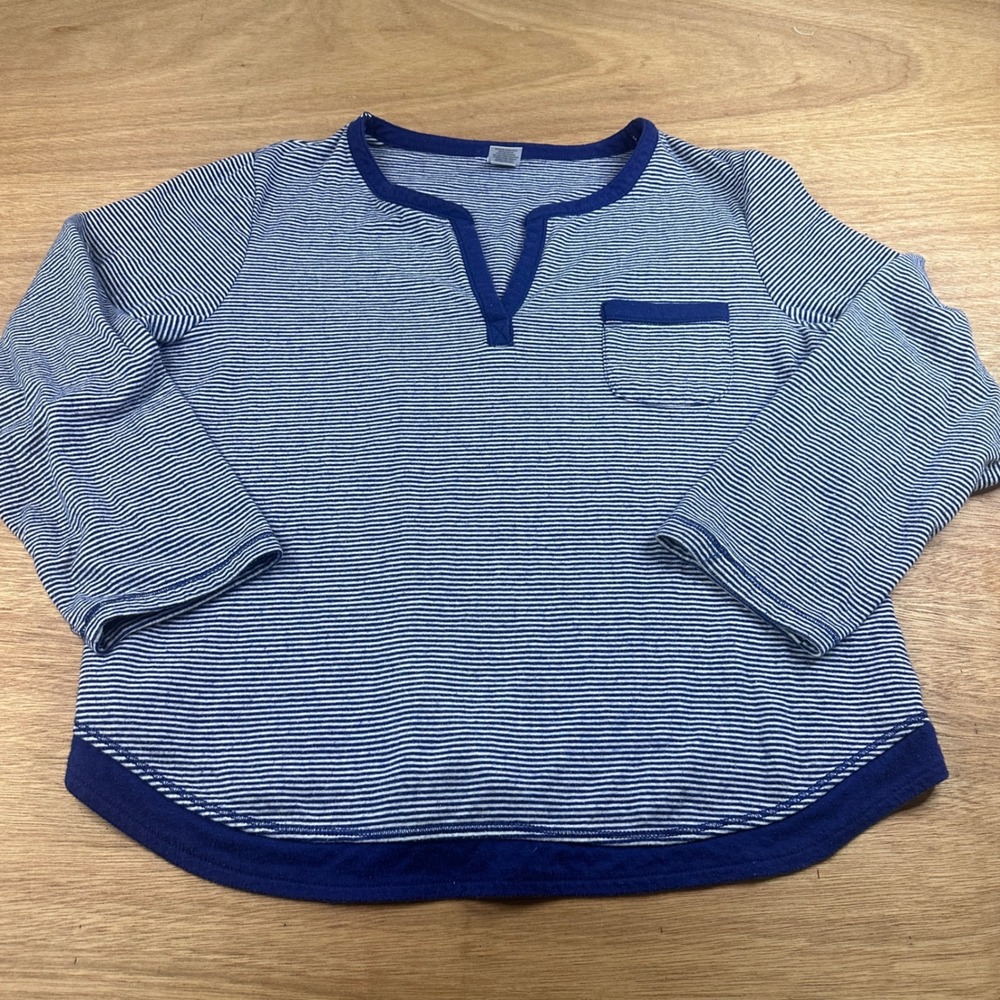 Liz Claiborne Petite PL Blue White Striped Lightweight Sweatshirt Top